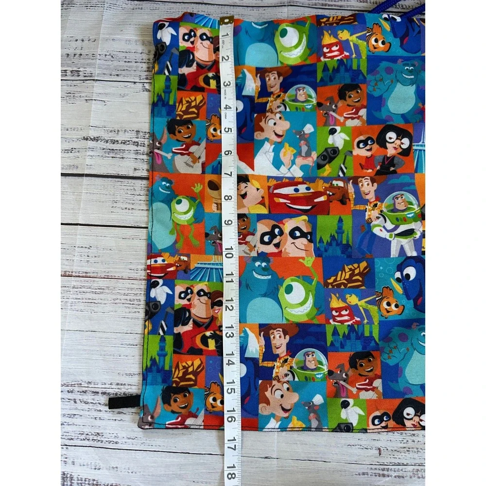 Disney Pixar Drawstring Canvas Bag Colorful Print Toy Story Monsters Inc Cars